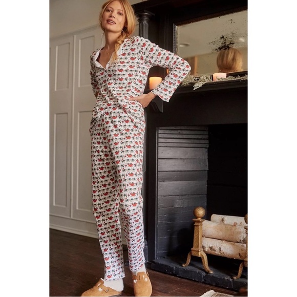 Roller Rabbit Christmas Holly Jolly hathi Pajama set Top Pants Lounge Xmas XS - Picture 3 of 10